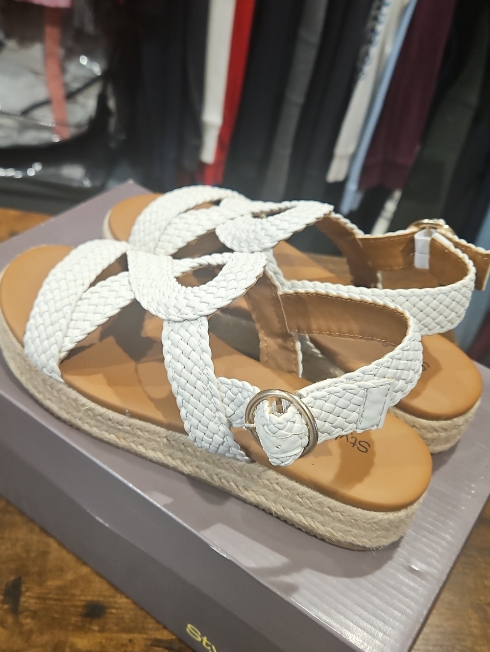 Style & Co. White Braided Espadrille Platform Sandals